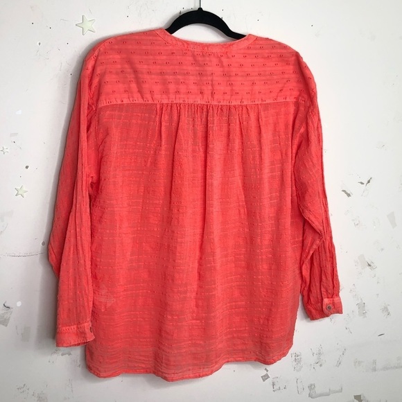 ANTHROPOLOGIE Pilcrow and the letterpress coral button down tunic blouse - Picture 8 of 11